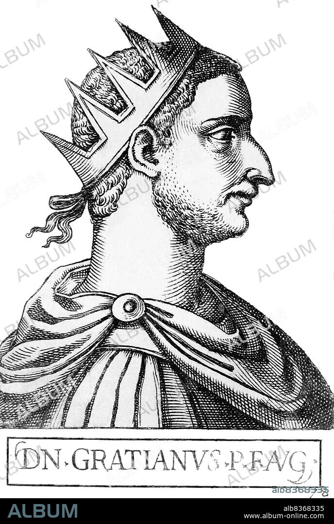 Gratian (359-383) was the son of Emperor Valentinian I by his first wife Marina Severa. Gratian became Augustus in 367, but when his father died in 375 and the army proclaimed his half-brother Valentinian II emperor, Gratian was forced to comply and shared administration of the western provinces with his infant sibling and his stepmother, though power was still held by him in reality.