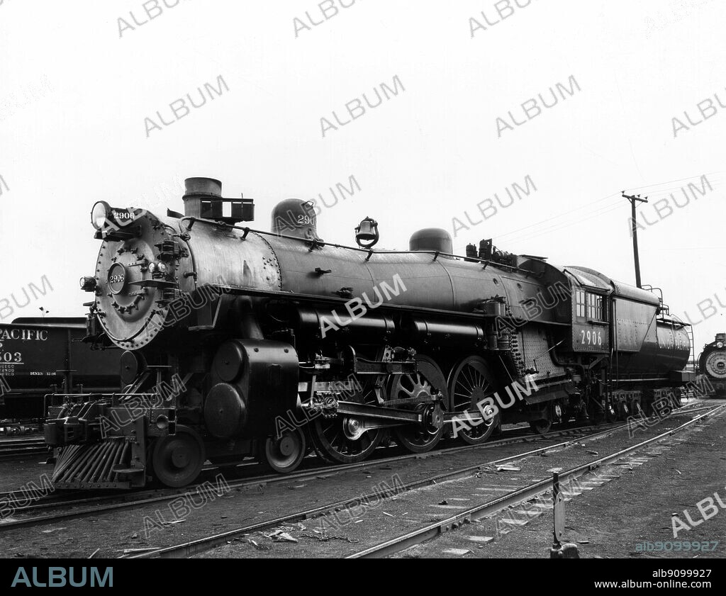 Union Pacific. Pacific Class Steam Locomotive. 4-6-2 wheel arrangement P Class designation. First of type built in 1904 for passenger service.