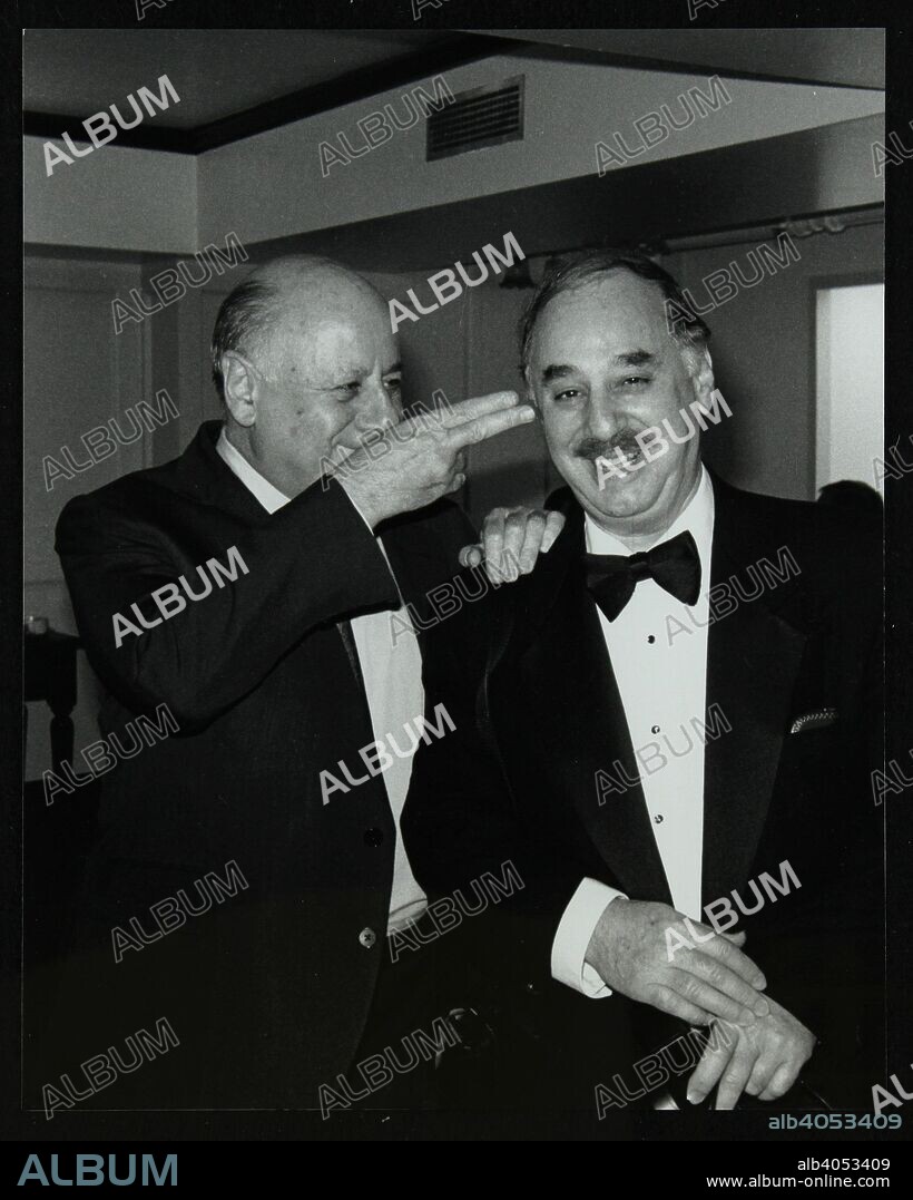 Impresario Harold Davison and guitarist Ron Anthony, London, 28 May 1992. Anthony was part of the backing orchestra for Frank Sinatra's concert at the Royal Albert Hall.