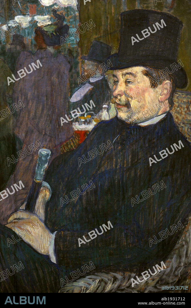 HENRI DE TOULOUSE-LAUTREC (1864-1901). FRENCH ARTIST.. Henri de Toulouse-Lautrec (1864-1901). Pintor francés. Retrato de Monsieur Delaporte en el Jardín de París, 1893. Detalle. Museo Carlsberg Glyptotek. Copenhague. Dinamarca.