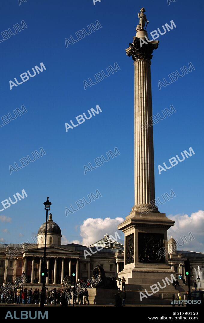 REINO UNIDO. LONDRES. Vista de la COLUMNA DE NELSON en TRAFALGAR SQUARE. Inglaterra.