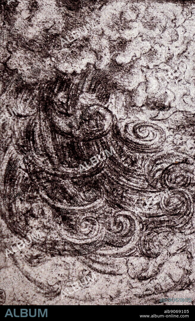Waves, late 15th century drawing by Leonardo Da Vinci. 1496. Leonardo da Vinci (April 1452 - May 1519), an Italian polymath of the Renaissance.