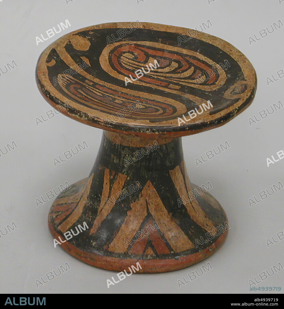Painted Ceramic Pedestal Plate, Coclé (Macaracas), 8th12th century, Panama, Cocle Province, Rio Parita, Coclé (Macaracas), Ceramic, pigment, H. 3 × Diam. 3 3/4 in. (7.6 × 9.5 cm), Ceramics-Containers.