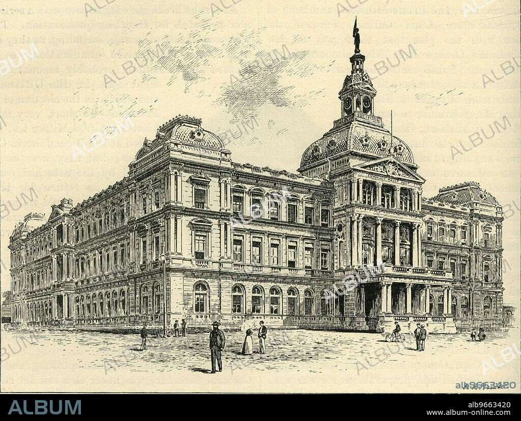 A. E. HUITT. 'The Raadzaal, Pretoria', c1900. The Ou Raadsaal (Old Council Hall) is a historic building in Pretoria, South Africa. It housed the Volksraad, the parliament of the South African Republic, from 1891 to 1902. Illustration from a photograph. From "Cassell's History of England, Vol. IX". [Cassell and Company, Limited, London, Paris, New York & Melbourne].