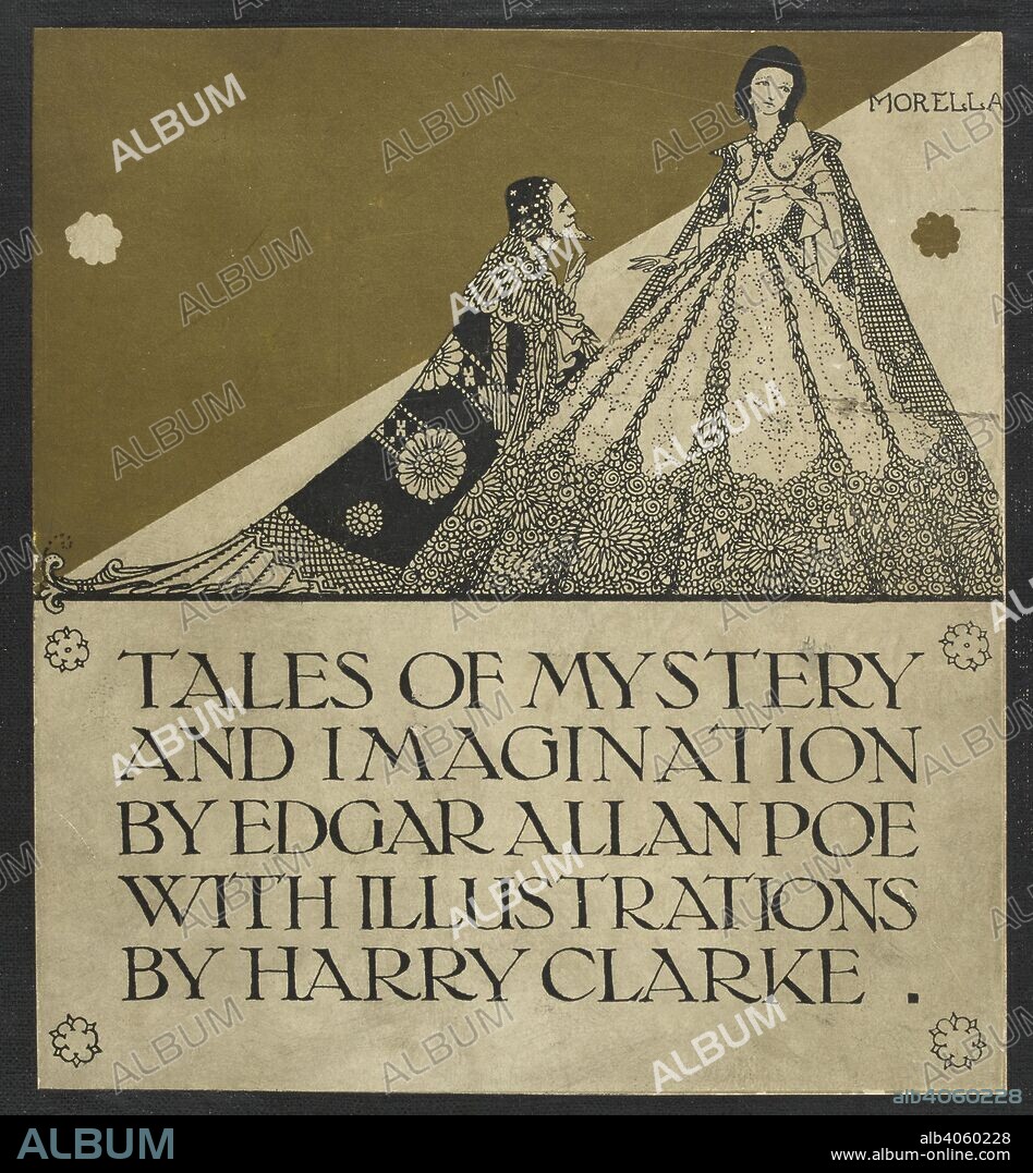 EDGAR ALLAN POE and HARRY CLARKE. Illustrated front cover. Tales of Mystery and Imagination ... Illustrated by Harry Clarke. London : G. G. Harrap ; New York : Brentano's, [1923]. Source: 12703.i.44 front cover.