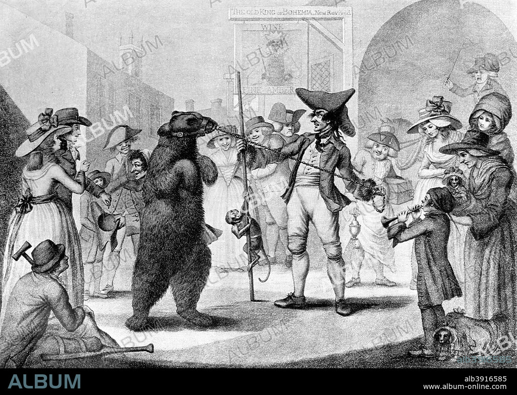 'Dancing Bear', 1785. Illustration from Social Caricature in the Eighteenth Century ... With over two hundred illustrations by George Paston [pseudonym of Emily Morse Symonds], (London, 1905).