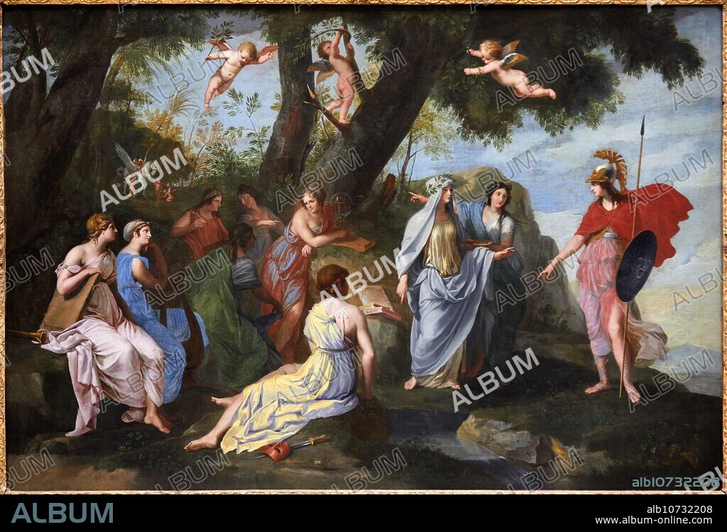 "The Goddness Minerva with the Muses", 1640-1650, Jacques Stella, Musée du Louvre, Paris, France, Europe.