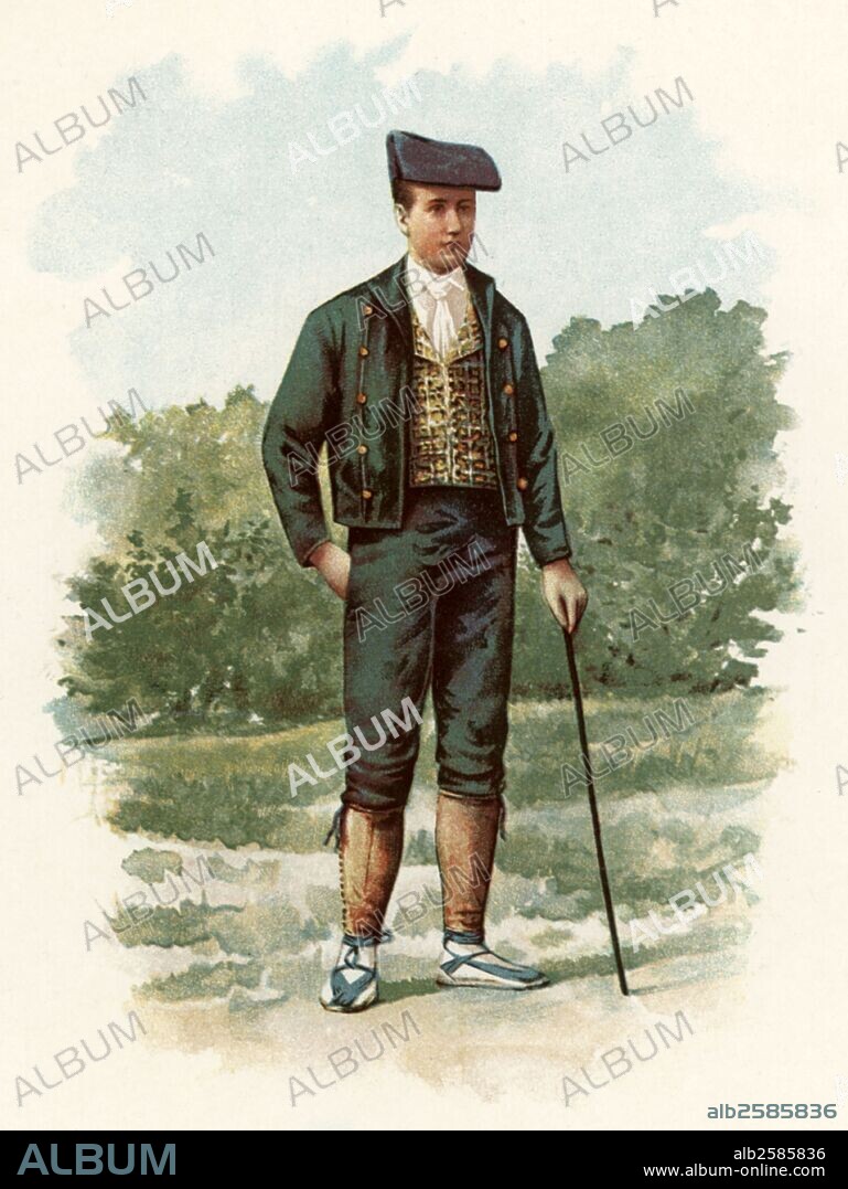 MANUEL MORENO RODRÍGUEZ. Tipos españoles. Catalán de Lleida con traje típico. Madrid, años 1880.