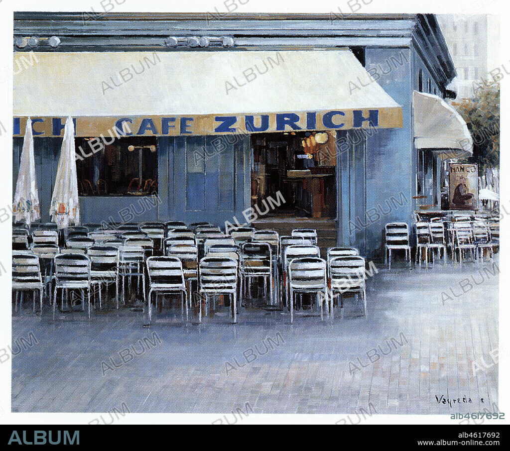 JOAQUIM VAYREDA CANADELL. Barcelona. Entrada del Café Zurich situado en la plaza de Catalunya. Años 1920.