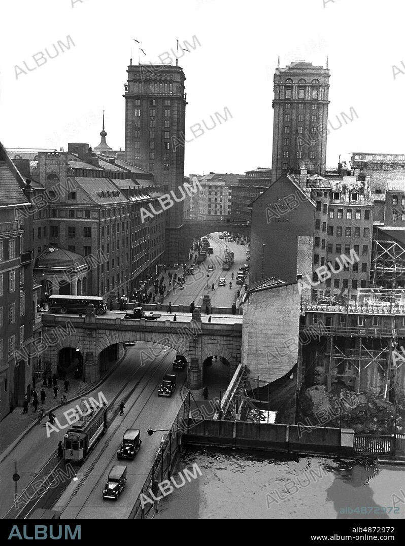 STOCKHOLM 1900-01-01. Kungstornen by Kungsgatan. The Rigoletto house below Regeringsgatan is being built.. Photo: TT Historical / Code 1902.