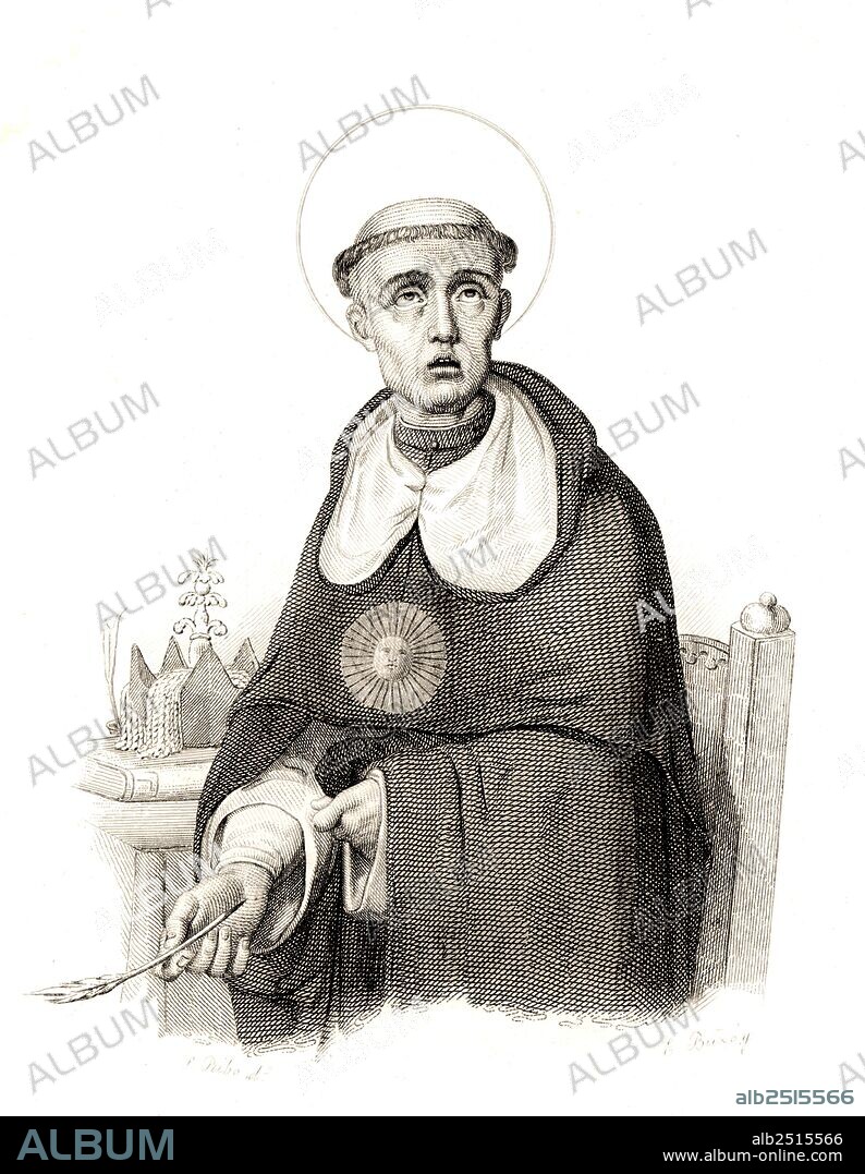 Santo Tomás de Aquino (1224-1271). Teólogo y filosofo italiano. Grabado de 1870.