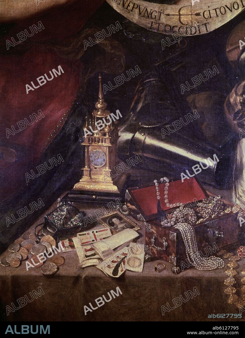 ANTONIO DE PEREDA (1600-1678). DETALLE DE EL SUEÑO DEL CABALLERO O LA VIDA ES SUEÑO - 1670 - O/L - 152x217 - BARROCO ESPAÑOL- CONJ000023.