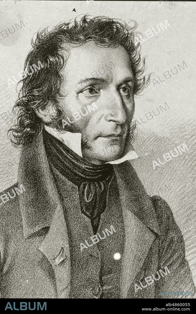 "Portrait of Niccolò Paganini", lithograph.
