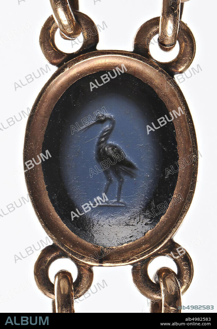 Vz: stork, gem, intaglio, ring stone, agate, nicolo, Color: black.