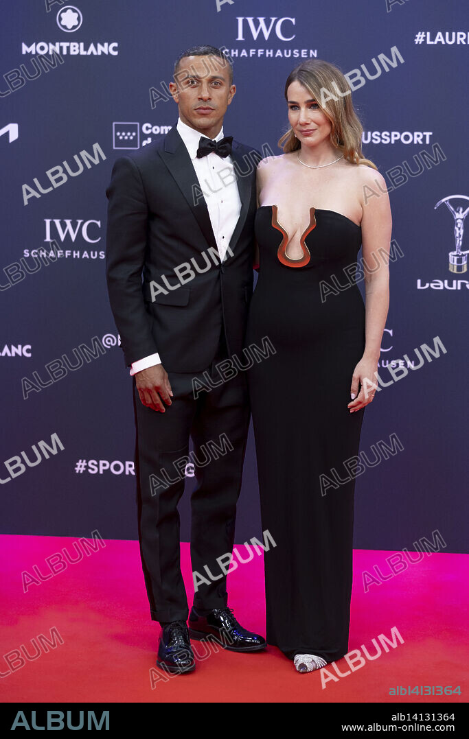 Thiago Alcántara and Júlia Vigas attended 'the Laureus World Sports 2025' Photocall at Galería de Cristal on April 21, 2025 in Madrid, Spain.