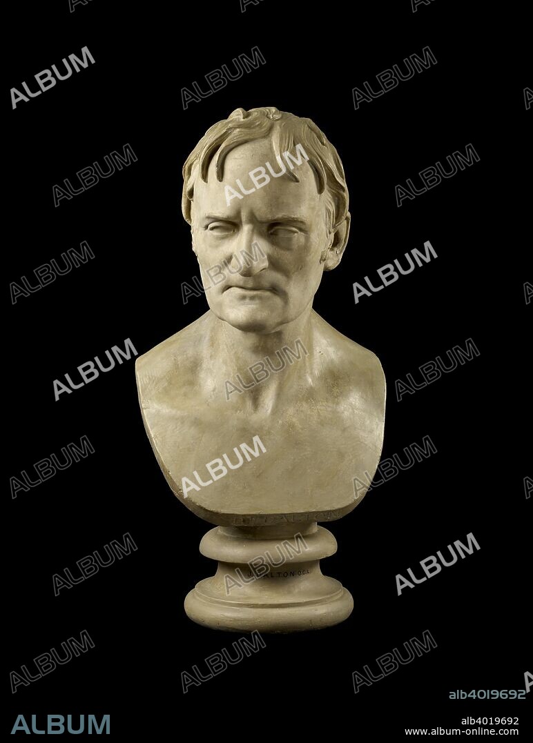 Bust of John Dalton DCL (1766-1844), 1834. Presumably a model for a marble though no marble has been traced. A different composition from the statue of Dalton (cf), but possibly produced in connection with this commission. Dimensions: height x width x depth: 61.2 x 33 x 32 cm.