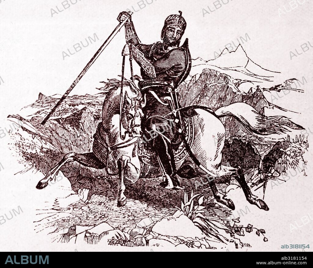Illustration of Wazir Akbar Khan (1816-1845) an Afghan prince, general, and finally emir. Dated 19th Century.