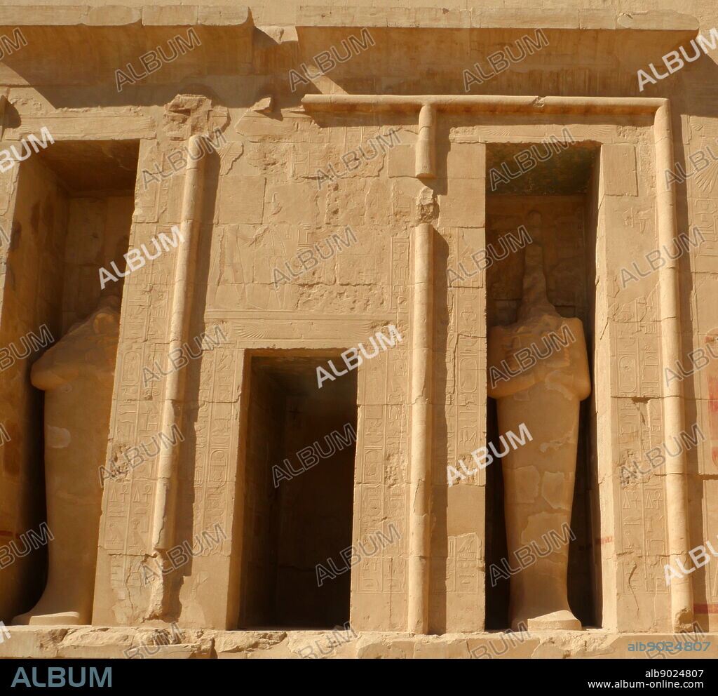Deir el-Bahari, mortuary temple and tomb, near Luxor, Egypt. During the Eighteenth dynasty, The Mortuary Temple of Hatshepsut was designed by Senenmut, royal steward and architect of Hatshepsut. It was constructed during the 15th century BC, During the Eighteenth dynasty.