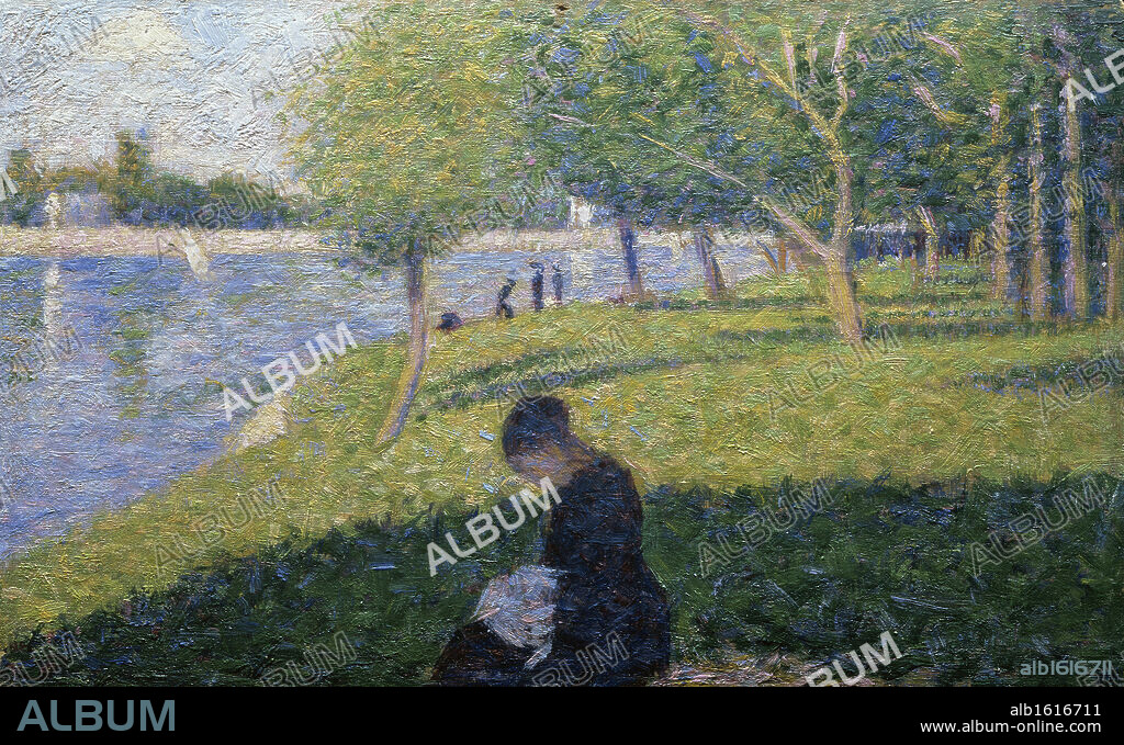 GEORGES SEURAT. Study for A Sunday on La Grande Jatte   (Un Dimanche a l'Ile de La Grande Jatte)   1886   Georges Pierre Seurat (1859-1891/French)   Musee d'Orsay, Paris.