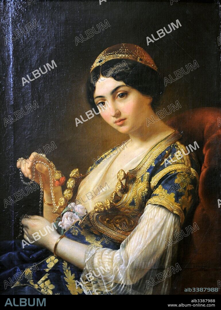 Wladyslaw Niewiarowicz (1814-1891). Polish painter. The Moor with the Beads, 1853. Vilnius Picture Gallery. Lithuania.