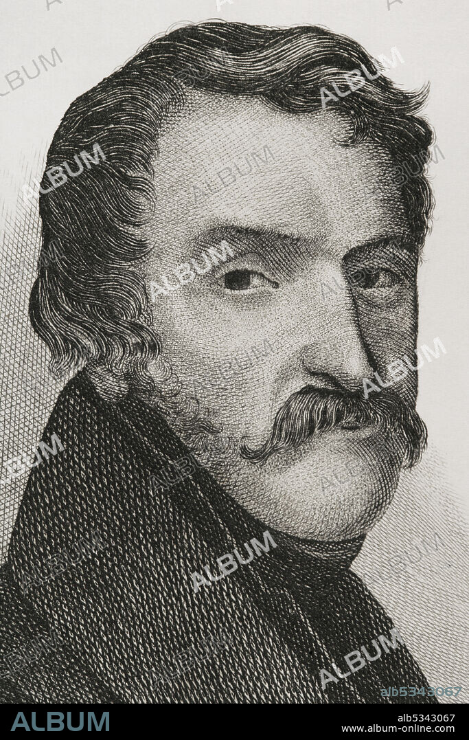 JOSé GóMEZ. SPANISH ENGRAVER. Carlos María Isidro de Borbón (1788-1855), conocido como Don Carlos. Infante de España y el primer pretendiente carlista al trono bajo el nombre de Carlos V, por ser hijo del rey Carlos IV y hermano de Fernando VII. Retrato. Grabado por José Gómez. Detalle. Panorama Español, Crónica Contemporánea. Tomo I. Madrid, 1842.