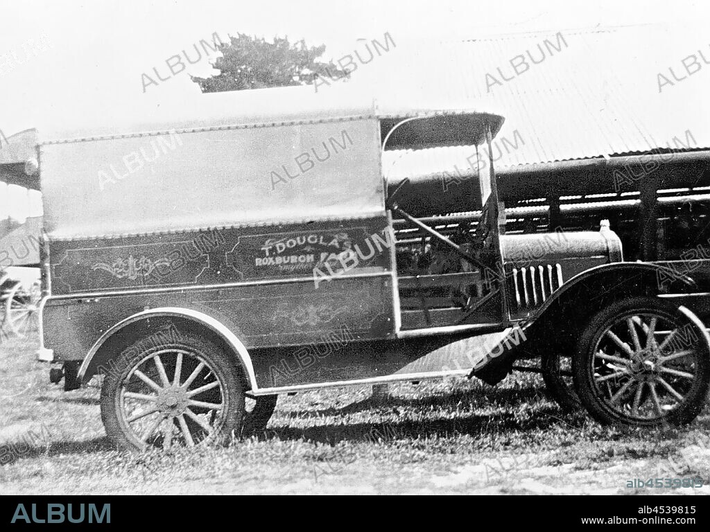 Negative - Model T Ford Van, Victoria, circa 1925, The first milk delivery motor van at T. Douglas' ''Roxburgh Farm'. Van is a Model T Ford.