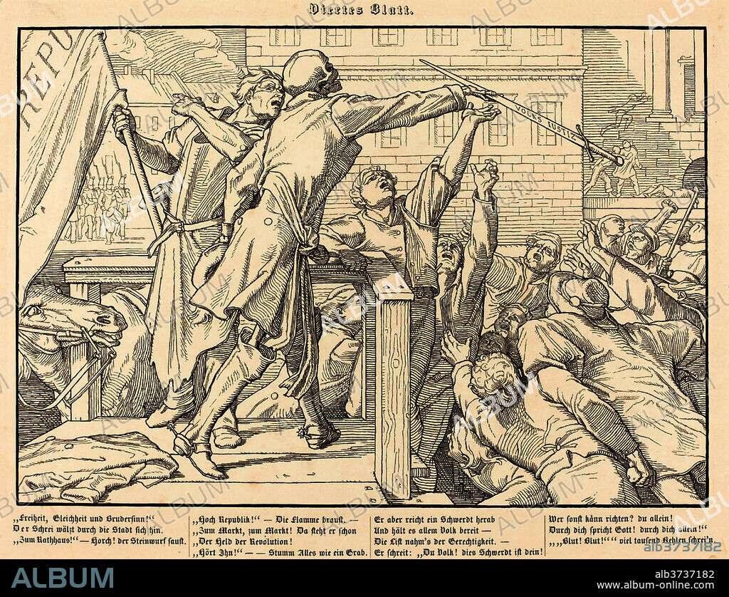 ALFRED RETHEL. Auch ein Todtentanz IV. Dated: 1849. Medium: wood engraving.