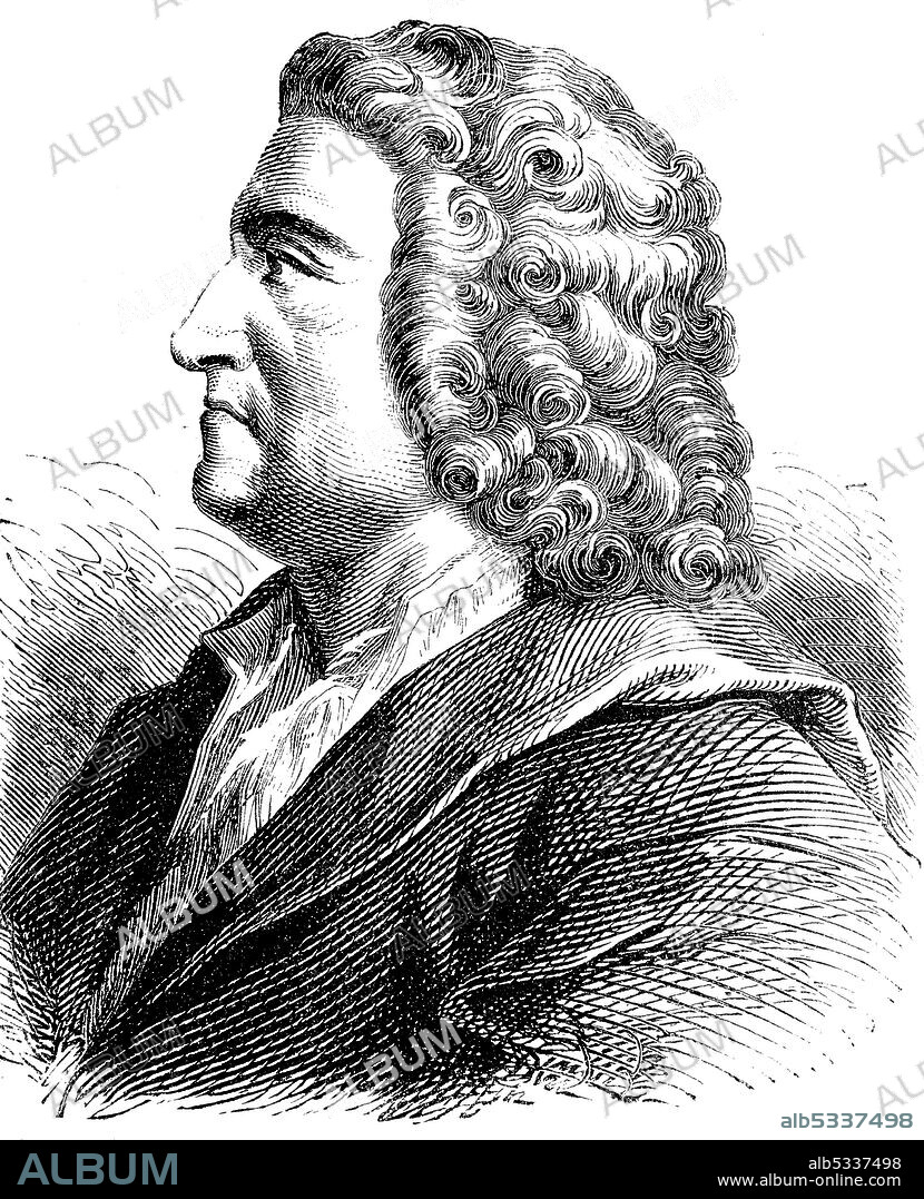 Johann Friedrich Böttger, Böttcher, Böttige, 4 February 1682 – 13 March 1719, a German alchemist  /  Johann Friedrich Böttge, 4. Februar 1682 -13. März 1719, deutscher Alchemist, Chemiker und Erfinder, Historisch, historical, digital improved reproduction of an original from the 19th century / digitale Reproduktion einer Originalvorlage aus dem 19. Jahrhundert.
