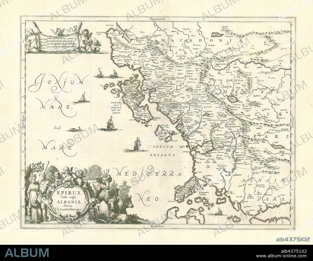 Map, Epirus, hodie vulgò Albania, Johann Lauremberg (1590-1658), Copperplate print.