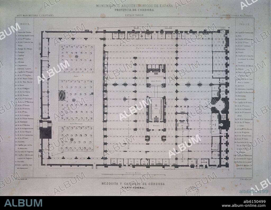 GRABADO- PLANO DE LA MEZQUITA Y DE LA CATEDRAL DE CORDOBA.
