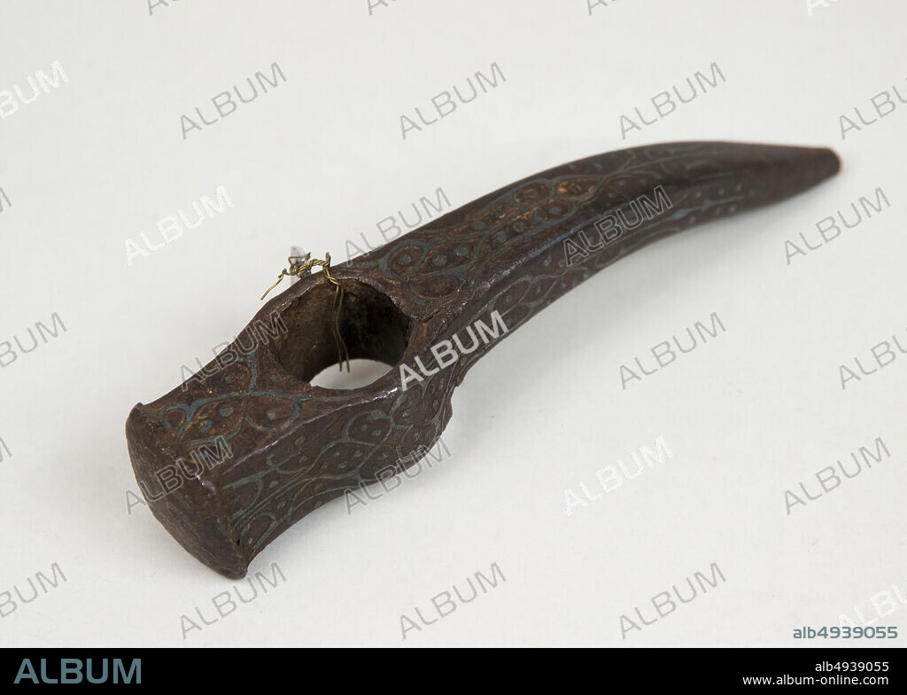 Head of a Janissary Hammer, Turkish, 16th century, Turkish, Iron, silver, H. 6 3/8 in. (16.2 cm); W. 1 1/4 in. (3.2 cm); Wt. 15.1 oz. (428.1 g), Shafted Weapons.