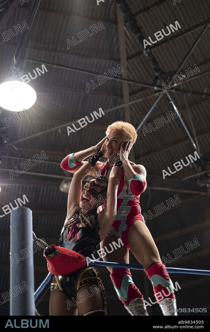 GAEL GARCIA BERNAL and ROBERTA COLINDREZ in CASSANDRO, 2023, directed by ROGER ROSS WILLIAMS. Copyright AMAZON STUDIOS.
