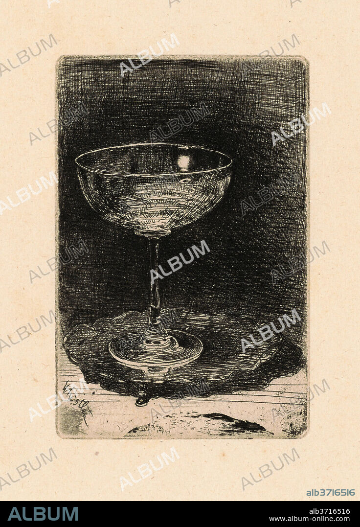 JAMES ABBOTT MCNEILL WHISTLER. The Wine-Glass. Dated: 1859. Dimensions: plate: 8.26 × 5.4 cm (3 1/4 × 2 1/8 in.)  sheet: 20.64 × 14.61 cm (8 1/8 × 5 3/4 in.). Medium: etching in black on laid paper.