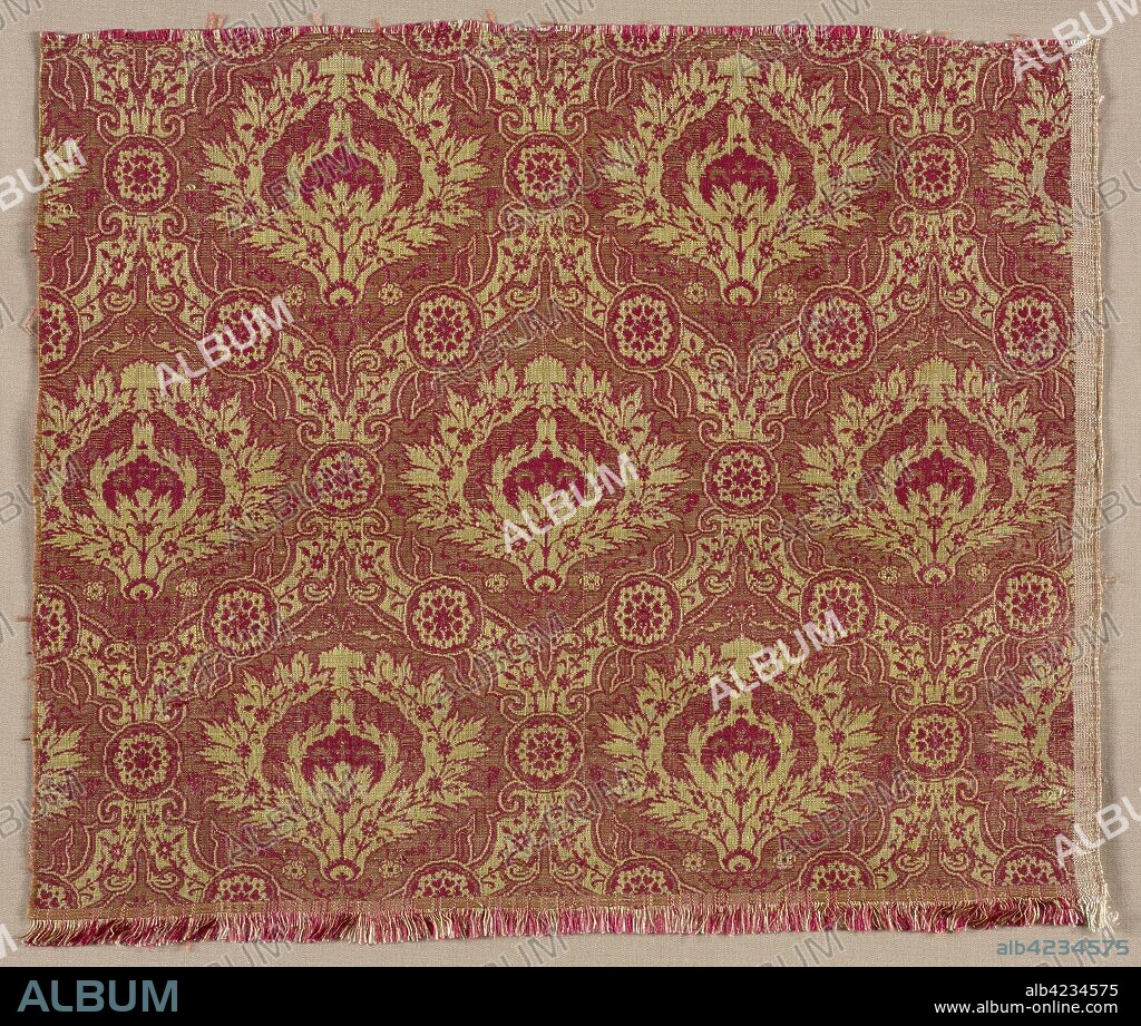 Fragment, 1600s. Iran, Safavid perod, 17th century. Twill weave with areas of double cloth; silk and metal; overall: 27 x 31.8 cm (10 5/8 x 12 1/2 in.).