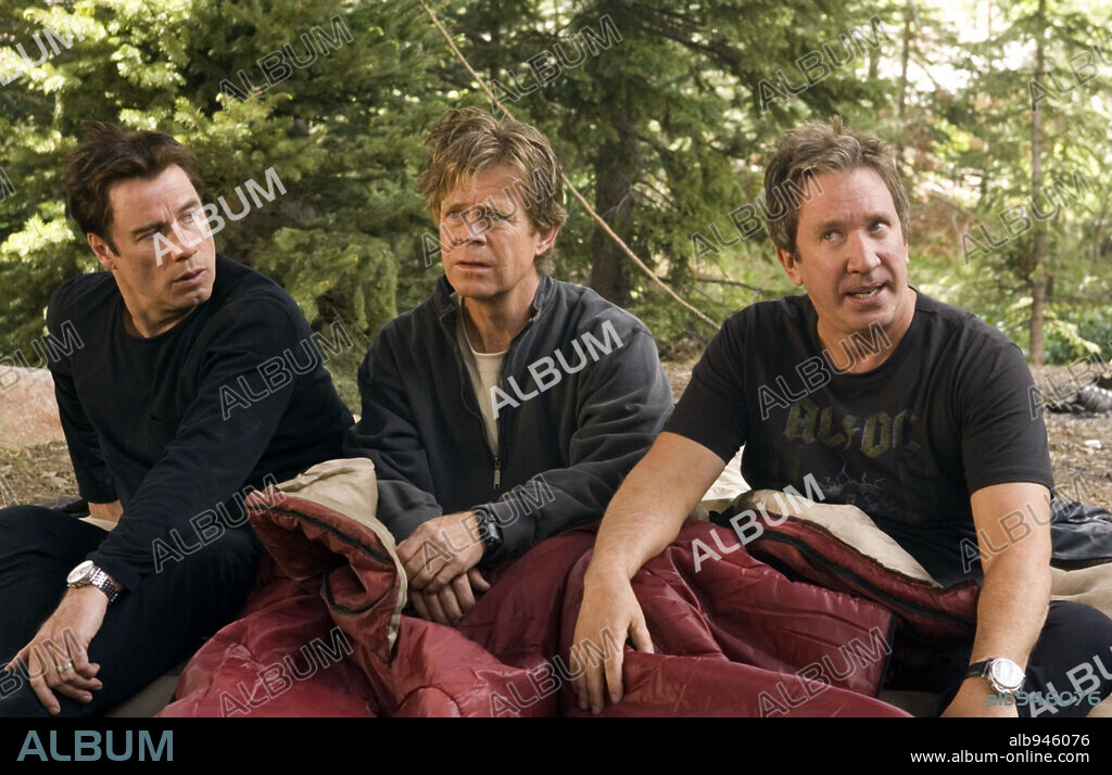 TIM ALLEN, WILLIAM H. MACY and TRAVOLTA JOHN. JOHN TRAVOLTA, TIM ALLEN and WILLIAM H. MACY in WILD HOGS, 2007, directed by WALT BECKER. Copyright TOUCHSTONE PICTURES.