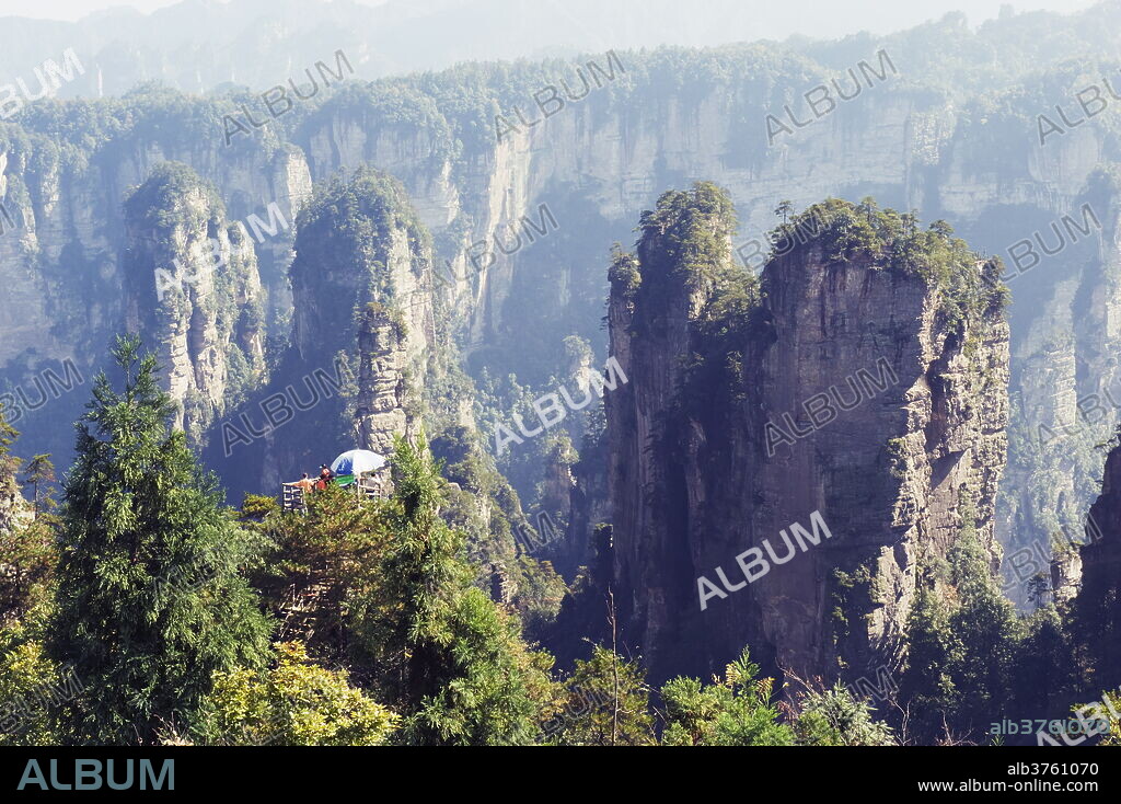 Karst limestone rock formations at Zhangjiajie Forest Park, Wulingyuan Scenic Area, UNESCO World Heritage Site, Hunan Province, China, Asia.