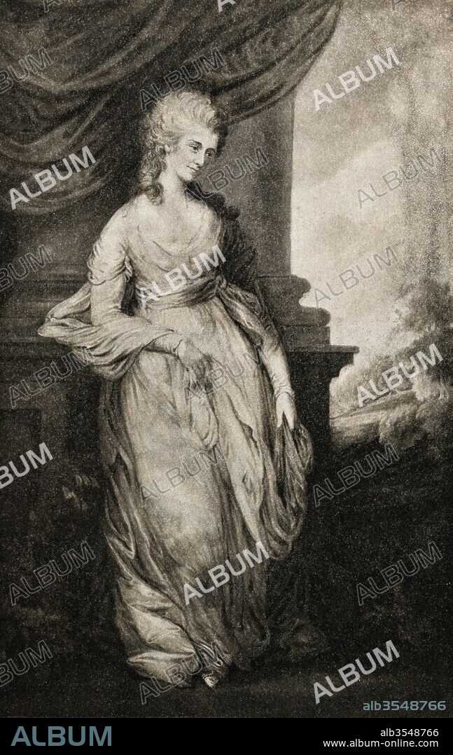 Georgiana Cavendish, Duchess of Devonshire, 1757 to 1806, born Georgiana Spencer. First wife of William Cavendish, 5th Duke of Devonshire. From the book The Connoisseur Illustrated published 1903.