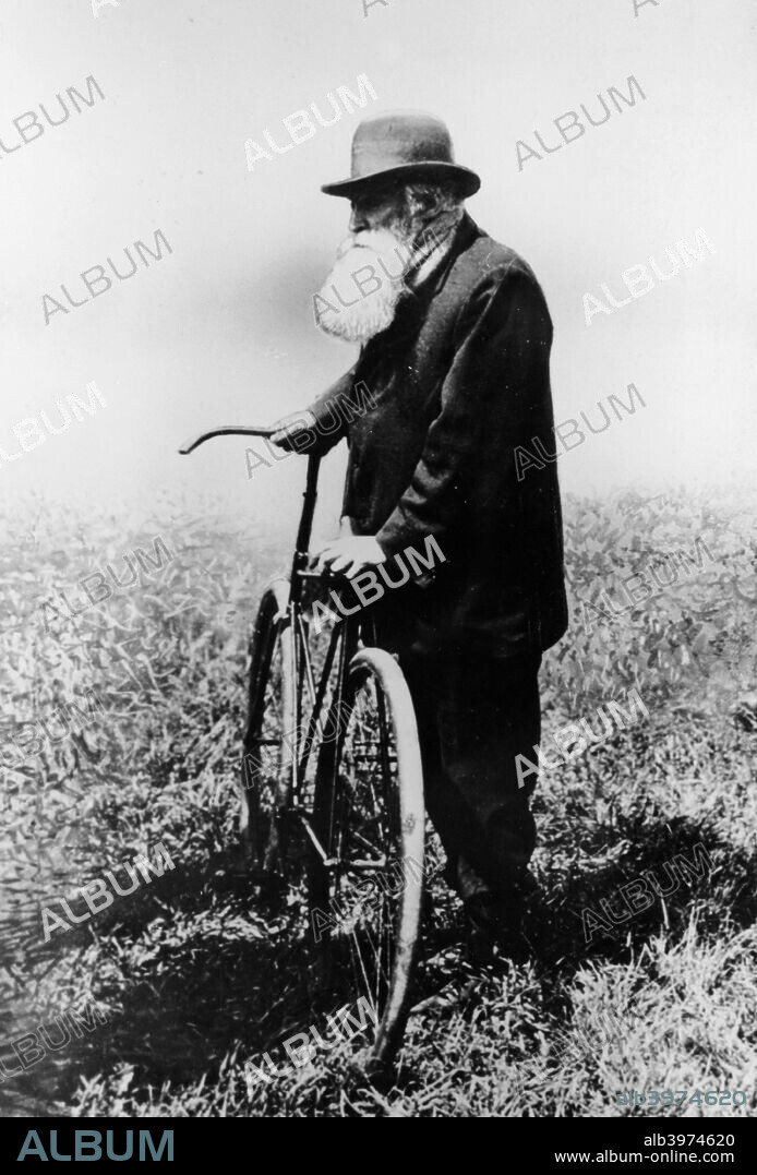 John Boyd Dunlop with bicycle, July 1918. Dunlop invented the pneumatic rubber tyre. He was inspired by his son's complaints that the solid wheels of his tricycle jarred him, and so he produced 'air-cushion' hosepipe tyres.