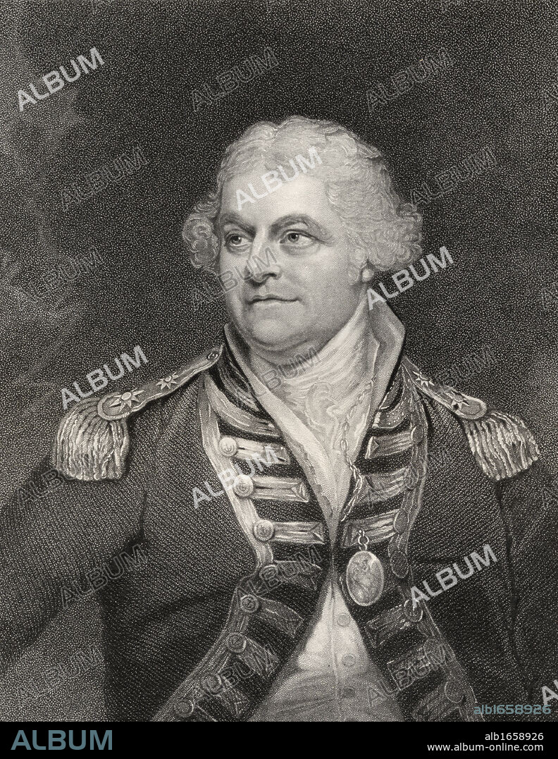 Alan Gardner 1st Baron Gardner 1742 to 1809 British Admiral Engraved by Fenner and Co after W Beechey From the book National Portrait Gallery volume III published c 1835.