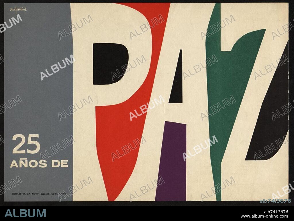 ESPAÑA EN PAZ, CARTEL CREADO PARA CONMEMORAR 25 AÑOS DE DICTADURA FRANQUISTA.