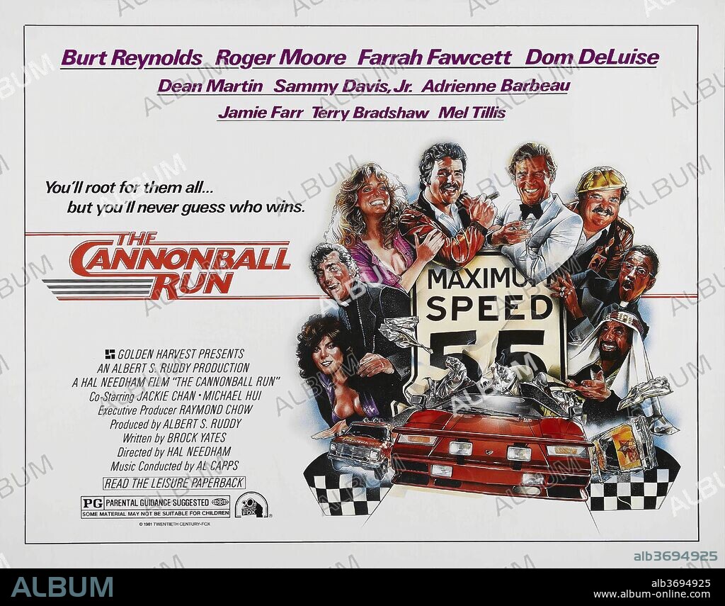 Poster de LOS LOCOS DEL CANNONBALL, 1981 (THE CANNONBALL RUN), dirigida por HAL NEEDHAM. Copyright 20TH CENTURY FOX/GOLDEN HARVEST.