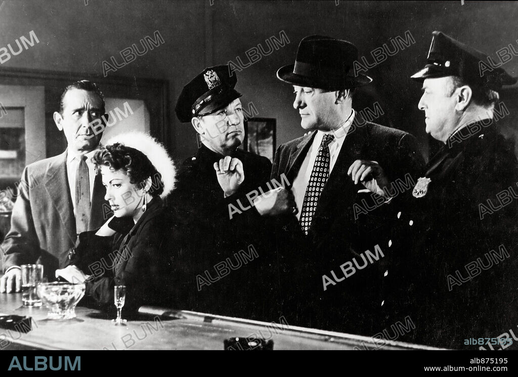 GEORGE SANDERS, VICTOR JORY y YVONNE DE CARLO en AMORES DE UN IMPOSTOR, 1956 (DEATH OF A SCOUNDREL), dirigida por CHARLES MARTIN.