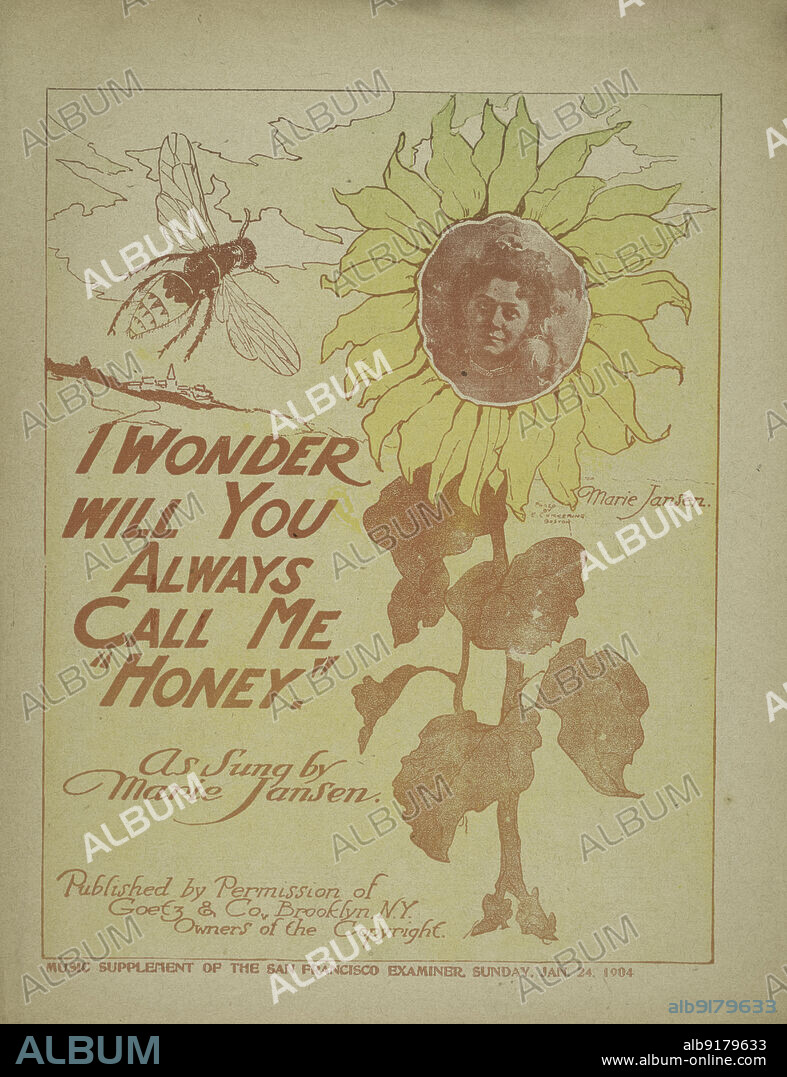 ELMER CHICKERING. 'I wonder will you always call me "honey"', 1900 (Inferred). 'As Sung by Marie Jansen'.