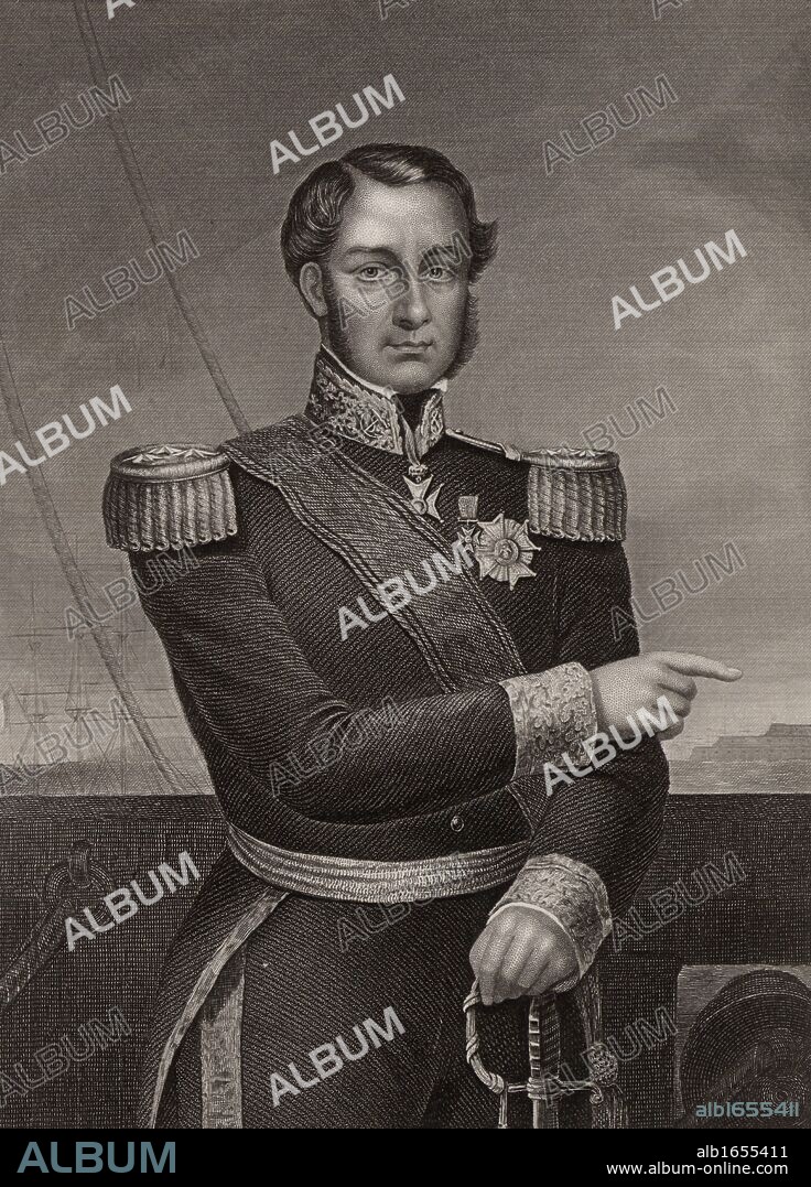 Ferdinand Alphonse Hamelin (1796-1864) French admiral. During the Crimean (Russo-Turkish) War (1853-1856) he commanded the French fleet co-operating with British at the bombarding of Odessa (1854). Engraving. (Photo by: Universal History Archive/UIG via Getty Images).