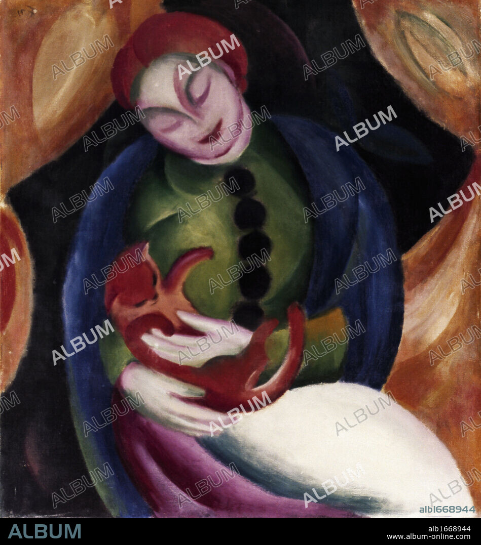 Girl with a Cat  Franz Marc (1880-1916 German).
