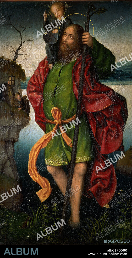 ANONIMO FLAMENCO. TRIPTICO - ANVERSO DE UNA PORTADA LATERAL - SAN CRISTOBAL - SIGLO XVI - OLEO/TABLA - 62 x 36 cm - NP 2699 - ESCUELA FLAMENCA.
