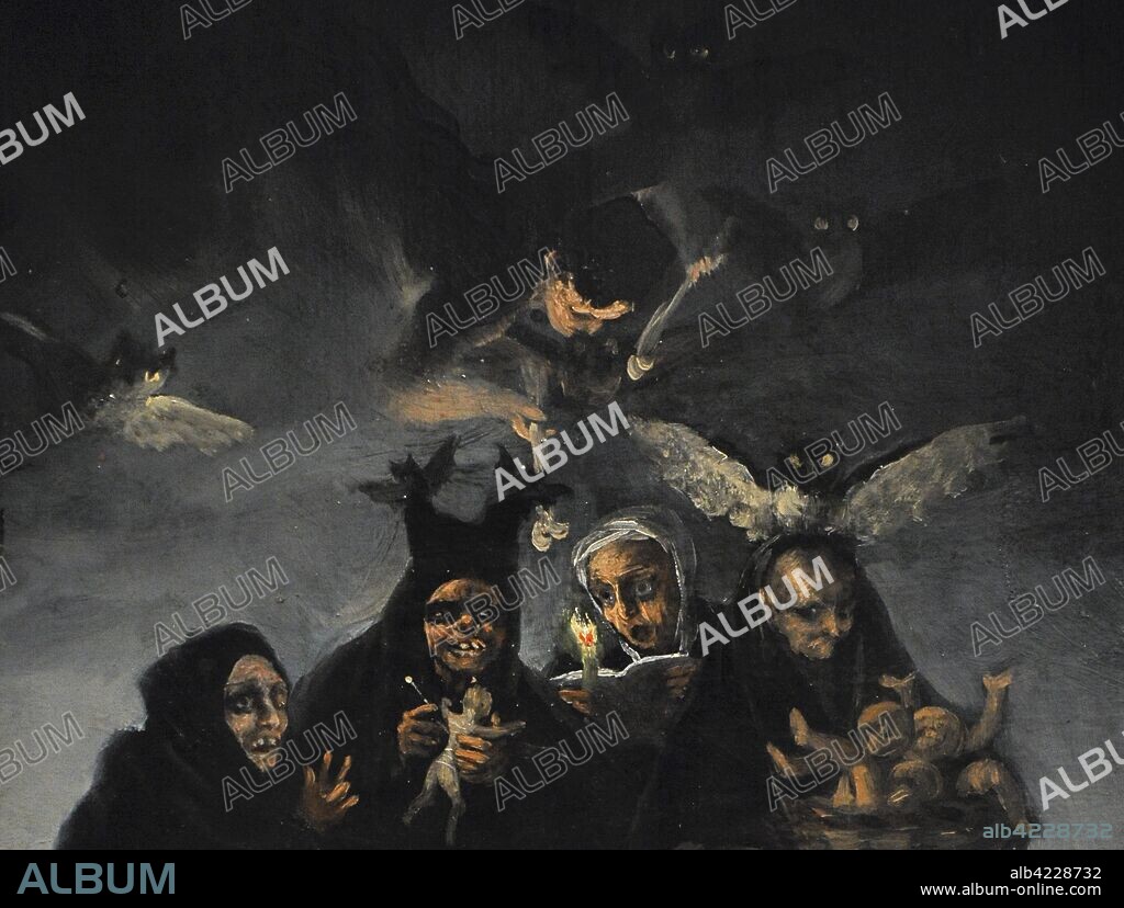 Francisco de Goya y Lucientes (1746-1828). Pintor español. El Conjuro o Las Brujas, 1797-1798. Detalle. Oleo sobre lienzo. Museo Lázaro Galdiano. Madrid. España.