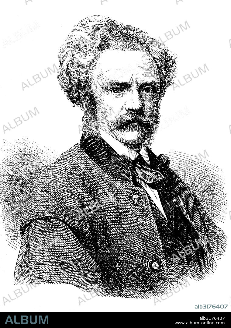 Franz ritter von kobell, 1803-1882, a german mineralogist and writer, historical engraving, circa 1869.
