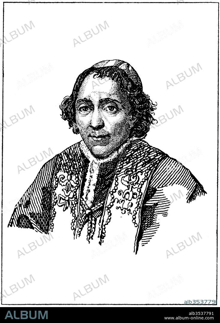 Pio VII (1761-1830), papa de la iglesia católica desde 1800 hasta su muerte. Grabado de 1840.