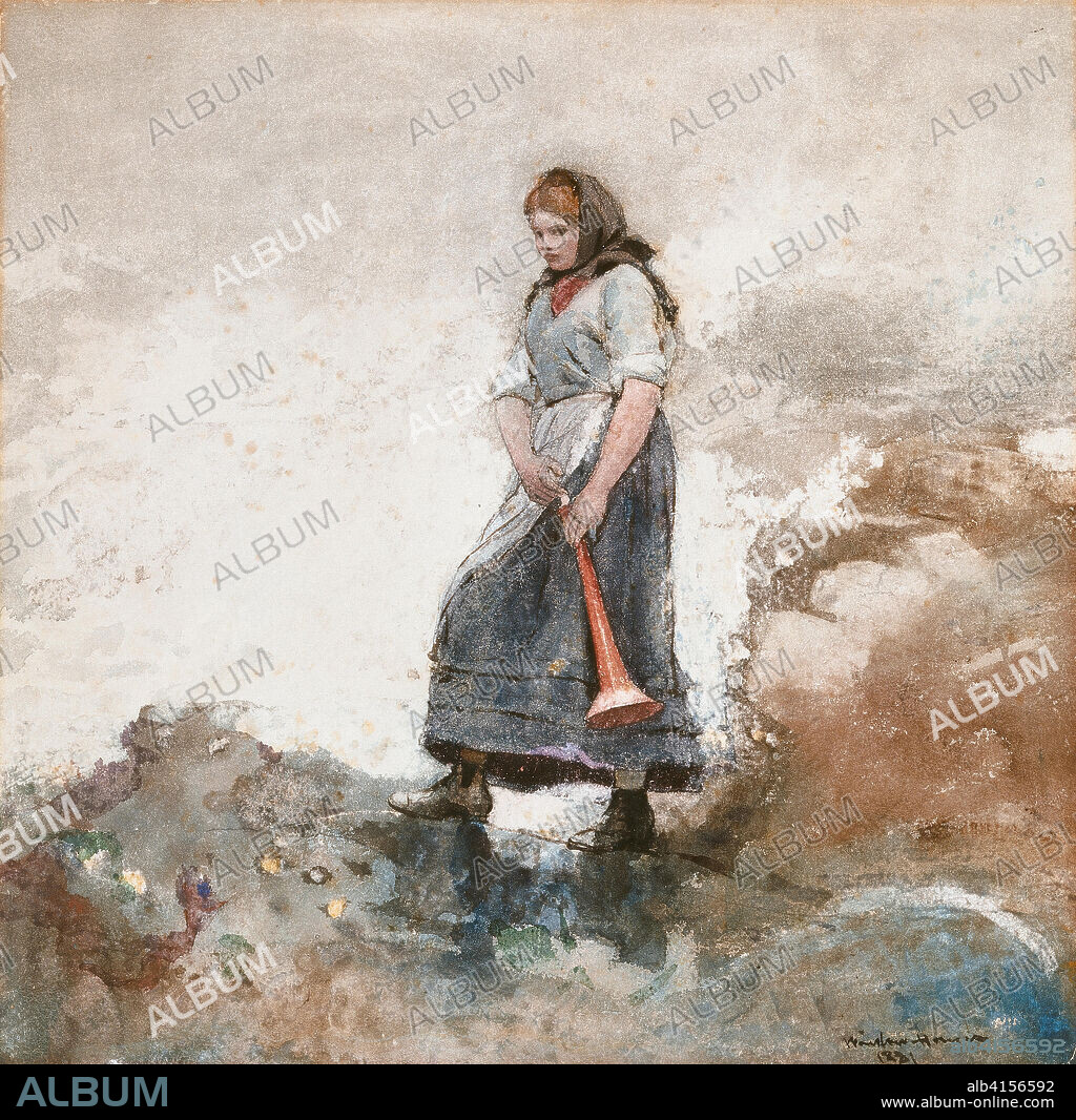 Winslow Homer (Boston, 1836-Proust Neck, 1910). Daughter of the Coast Guard (1881). Watercolor on paper. 34.3 x 34.3 cm.